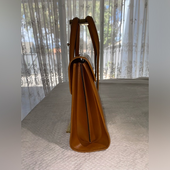 CELINE - Rust Brown Structured Leather Tote with Turnlock & Chain **FINAL PRICE* - Picture 3 of 15